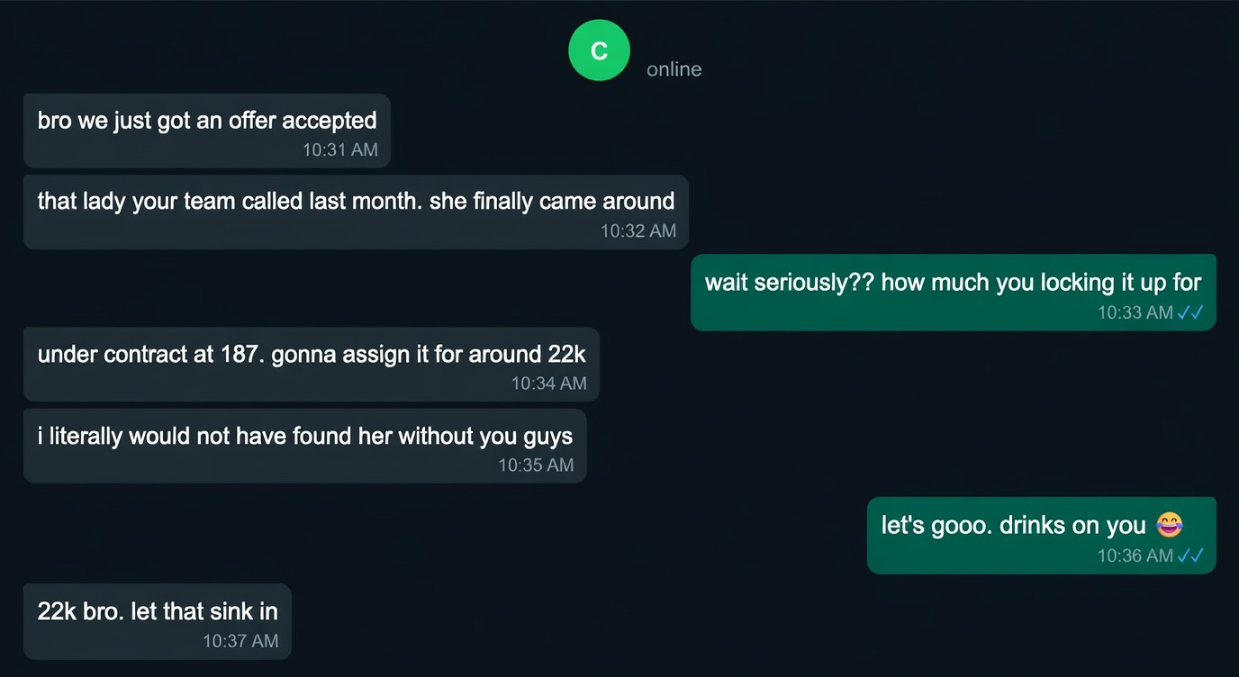 Client chat screenshot