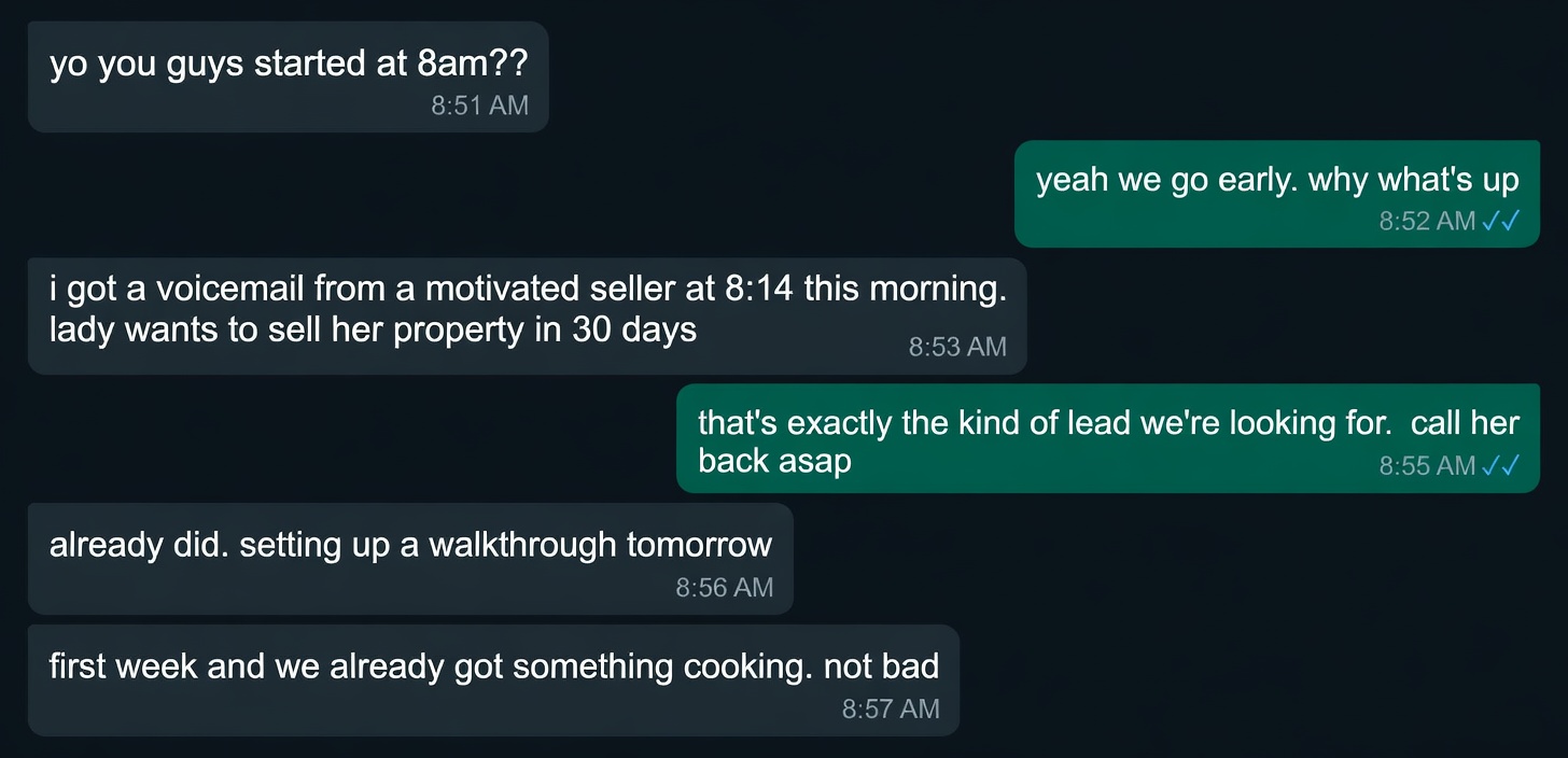 Client chat screenshot